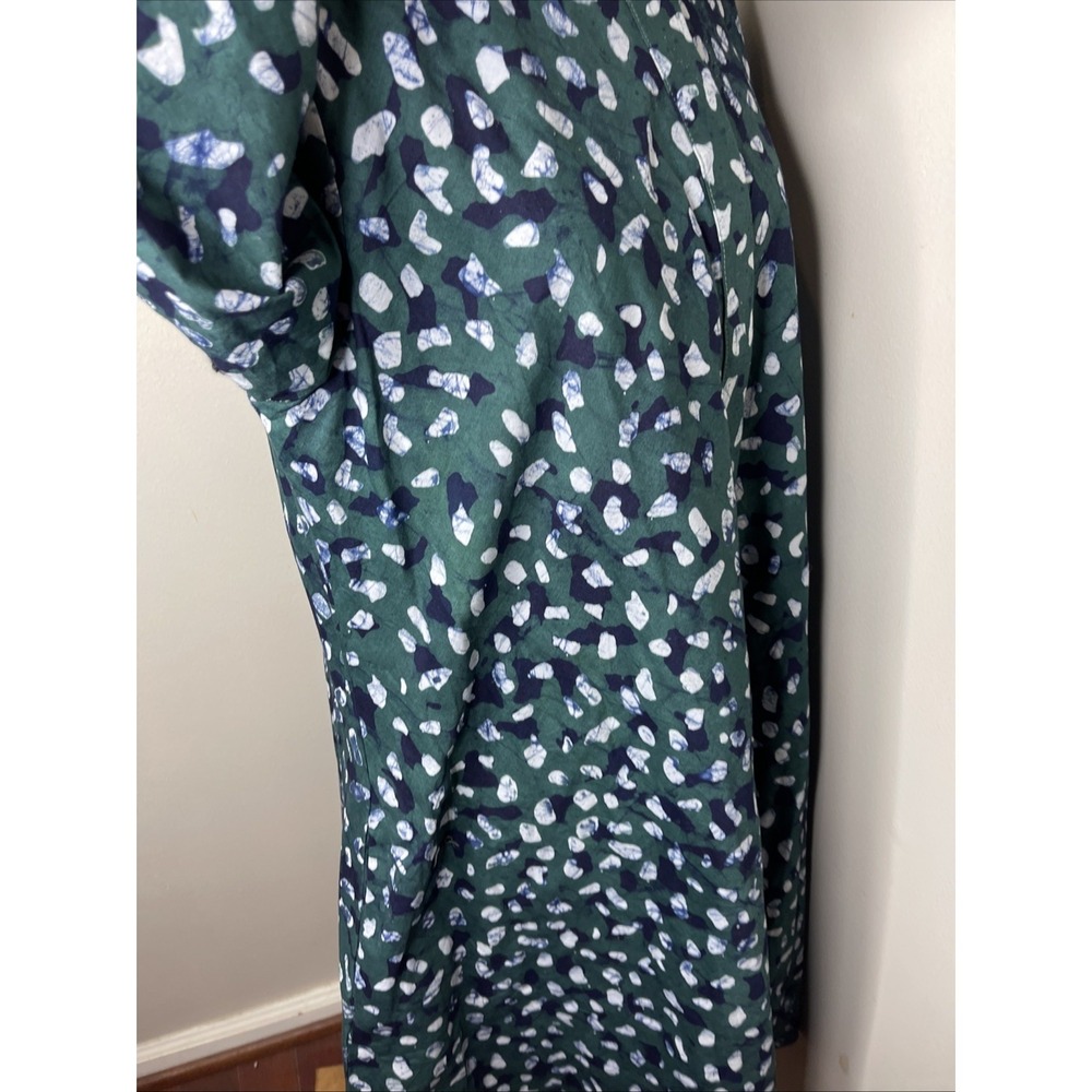 Zuri Kenya Raindrop Green Black Printed Cotton Dress Large L - Picture 6 of 10